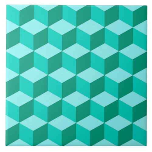3_D Boxes Turquoise Teal and Aqua  Cer Ceramic Tile