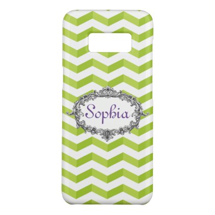 3-D Chevrons Apple Green &amp; White w/ French Frame Case-Mate Samsung Galaxy S8 Case
