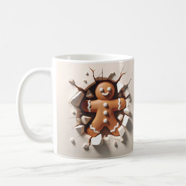 3 D Christmas Gingerbread Man Coffee Mug (Left)