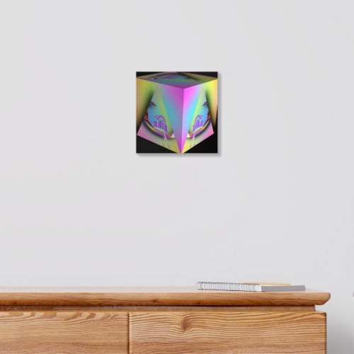 3-D Girl Seated In Pyramid Cube Acrylic Photo Tile