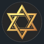 "3-D" Golden Star of David Classic Round Sticker<br><div class="desc">Beautiful 3-D look,  golden,  Star of David.

Feel free to add your own words and/or pictures to this item,  or change the background color,  via Zazzle's great customization tools.  This design is also available on many other products. Thanks for stopping by! God bless!</div>