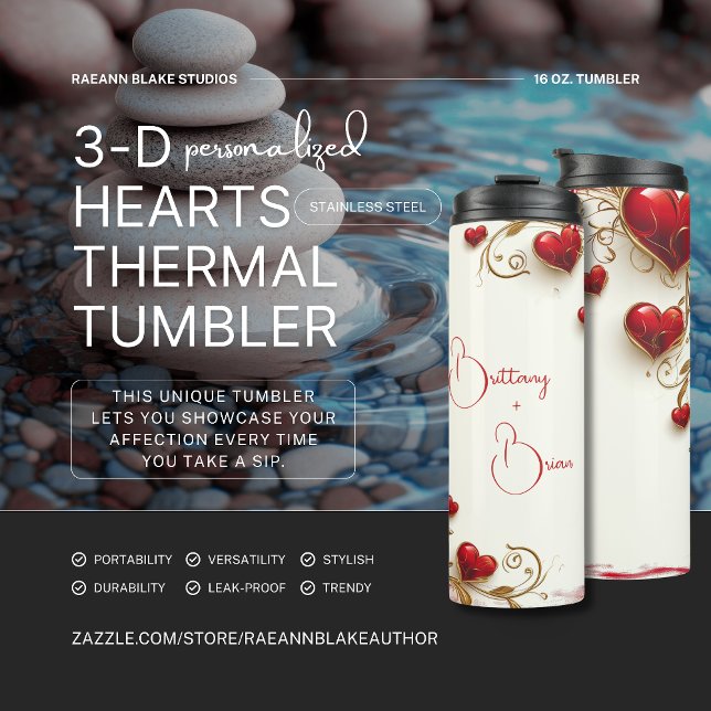 3-D Hearts Personalized Thermal Tumbler (Creator Uploaded)