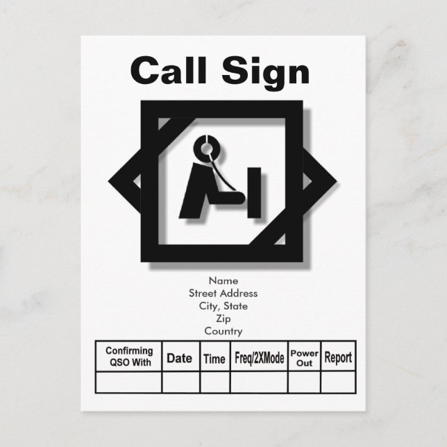 3-D Look Ham Icon QSL Card   Customize It! (Front)
