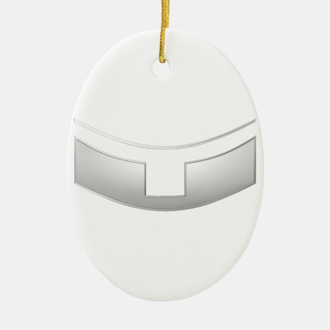 3-D Look Silver Priest's or Minister's Collar Ceramic Ornament (Front)