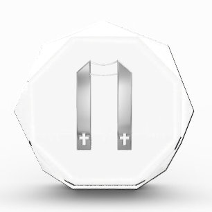 3-D Look Silver Priest's Stole Acrylic Award