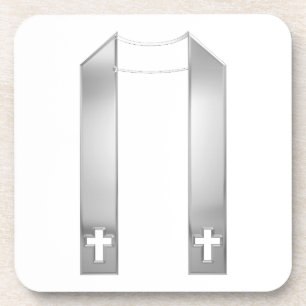 3-D Look Silver Priest's Stole Beverage Coaster