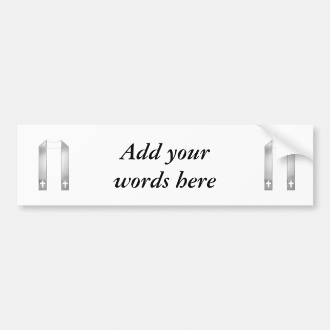 3-D Look Silver Priest's Stole Bumper Sticker (Front)