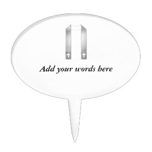 3-D Look Silver Priest's Stole Cake Topper