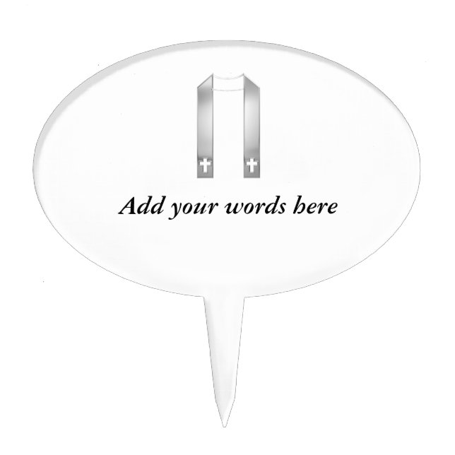 3-D Look Silver Priest's Stole Cake Topper (Front)