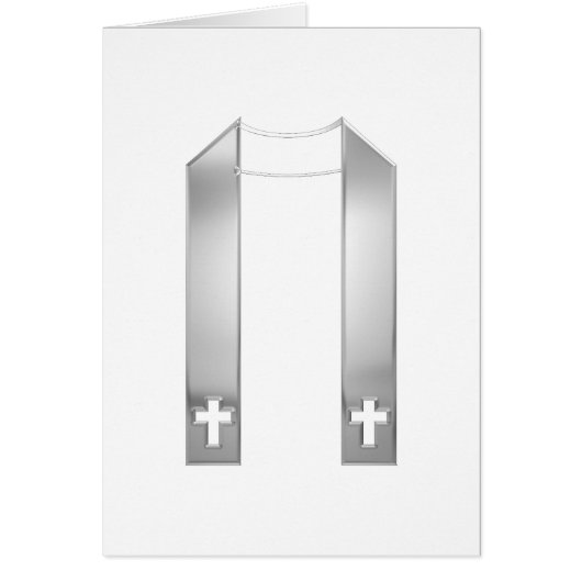 3-D Look Silver Priest's Stole Cards (Front)