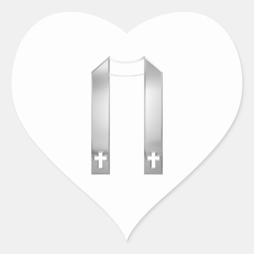 3_D Look Silver Priests Stole Heart Sticker