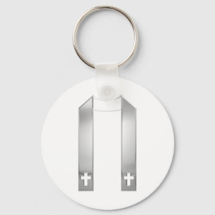 3-D Look Silver Priest's Stole Keychain