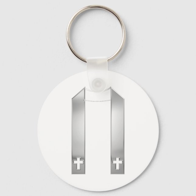 3-D Look Silver Priest's Stole Keychain (Front)