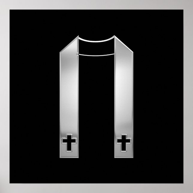 3-D Look Silver Priest's Stole Poster (Front)