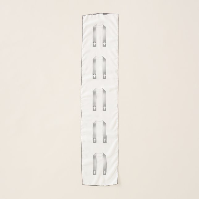 3-D Look Silver Priest's Stole Scarf (Front)