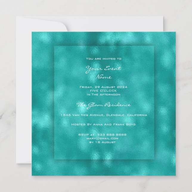 3-D Ombre Ocean Sky Blue Beach OCcean Glass Invitation (Front)