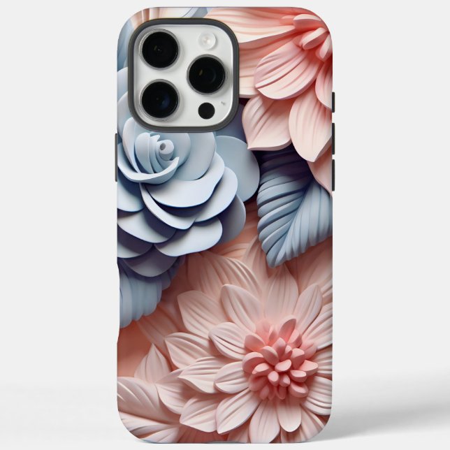 3-D Pink And Blue Florals Case-Mate iPhone Case (Back)