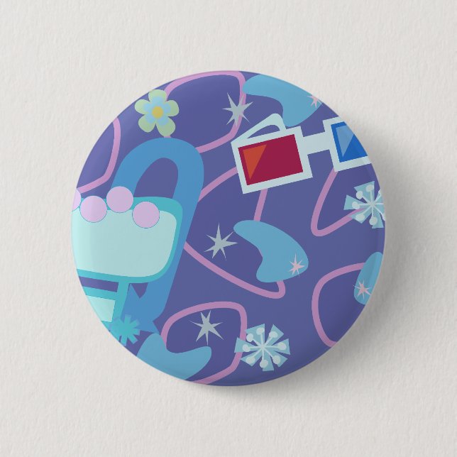 3-D Specs Fifties Boomerang Pattern Pinback Button (Front)