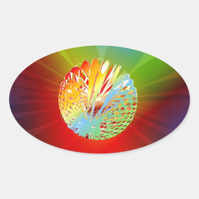 3-d Sphere Oval Sticker (Front)