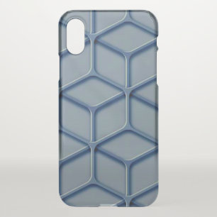 3-D Squares Artistic Unique Blue Gray Design iPhone X Case