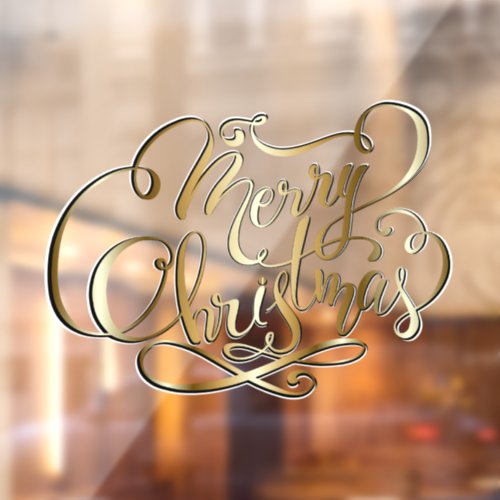 3_D Typography Merry Christmas Faux Engraved Gold  Window Cling