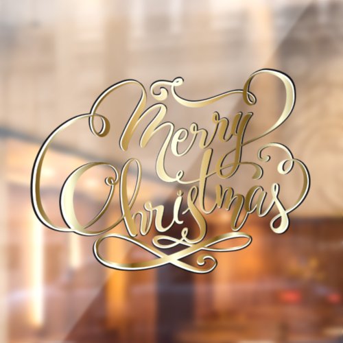 3_D Typography Merry Christmas Gold Window Cling