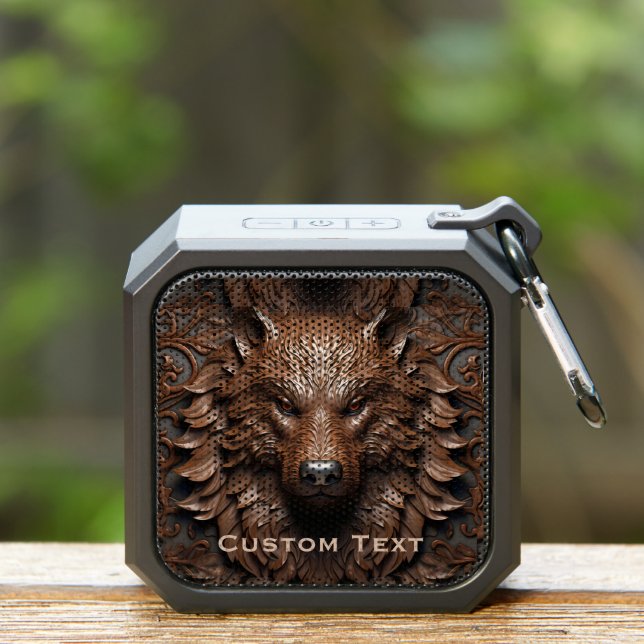 3-D wolf head carving Custom Text Bluetooth Speaker (Insitu(Outdoor))