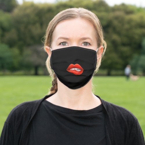 3_d Worried Red Lips White Teeth Womans Adult Cloth Face Mask