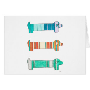 3 Dachshund Color Study #1 Cards