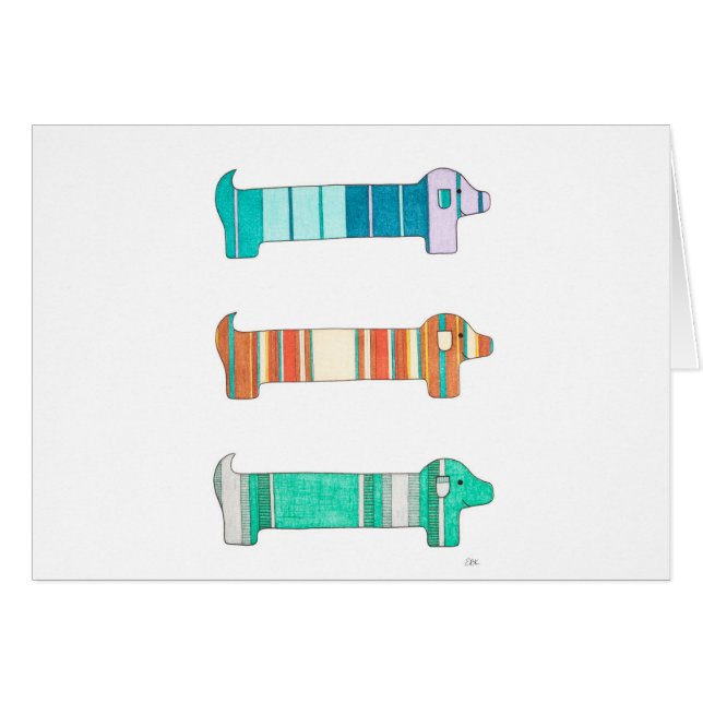 3 Dachshund Color Study #1 Cards (Front Horizontal)