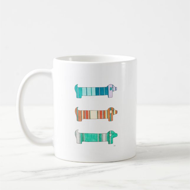 3 Dachshund Color Study #1 Coffee Mug (Left)