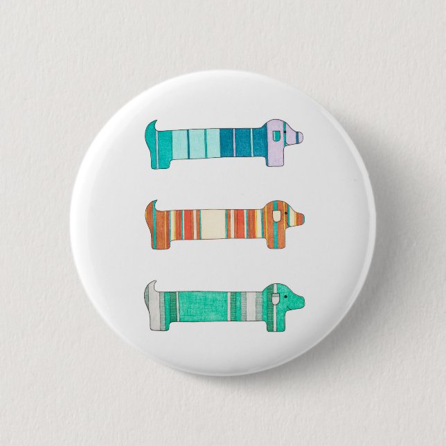 3 Dachshund Color Study #1 Pinback Button (Front)