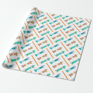 3 Dachshund Color Study #1 Wrapping Paper