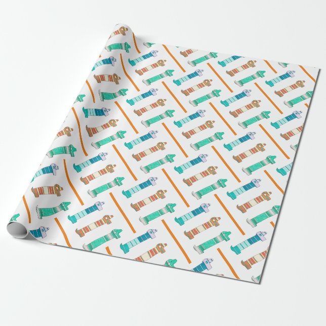 3 Dachshund Color Study #1 Wrapping Paper (Unrolled)