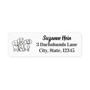 3 Dachshunds Doodle Label