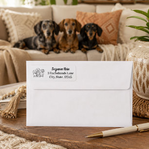 3 Dachshunds Doodle Label