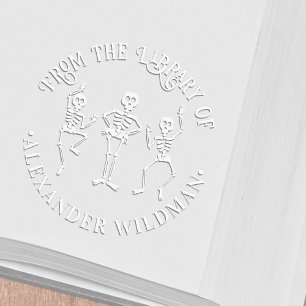 3 Dancing Skeletons “From the Library of” Book Embosser