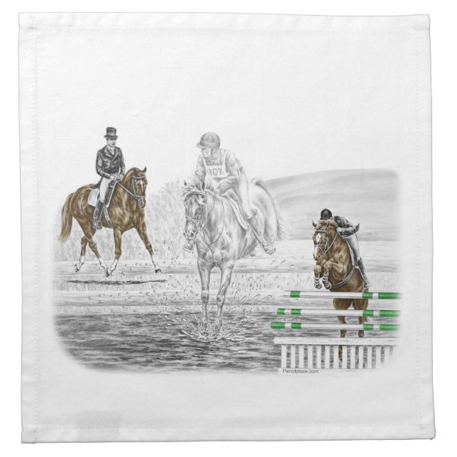 3-Day Eventing Horses Combined Training Cloth Napkin (Front)