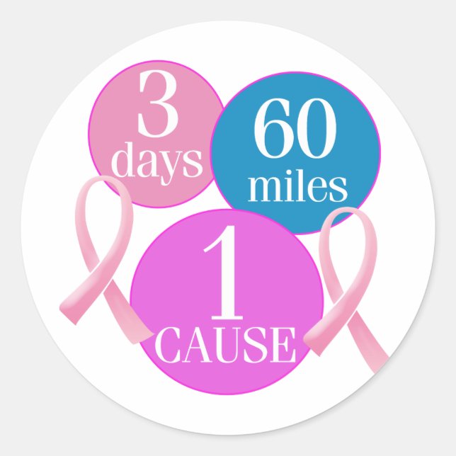 3 Days 60 Miles Classic Round Sticker (Front)