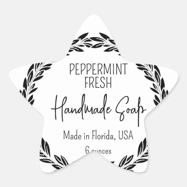 3 Designs Custom Modern Leaf Border Waterproof Star Sticker (Front)