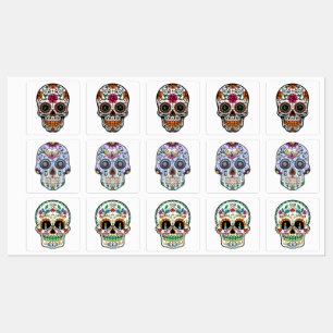 3 different floral sugars skulls kids' labels