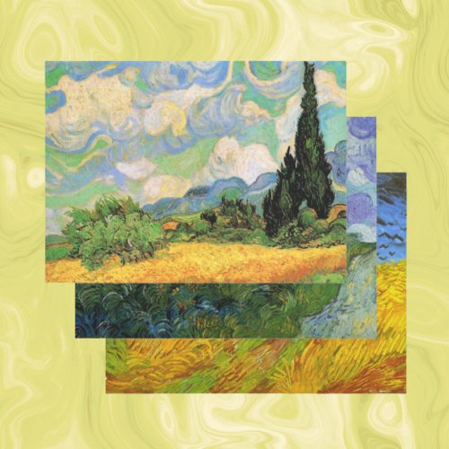 3 different Landscape designs by Vincent van Gogh Wrapping Paper Sheets