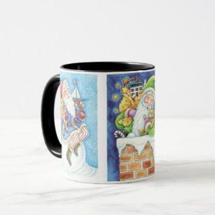 3 Different Santa Claus Cartoon Christmas Designs Mug