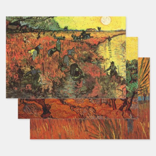 3 Different Scenes with Suns by Vincent van Gogh Wrapping Paper Sheets