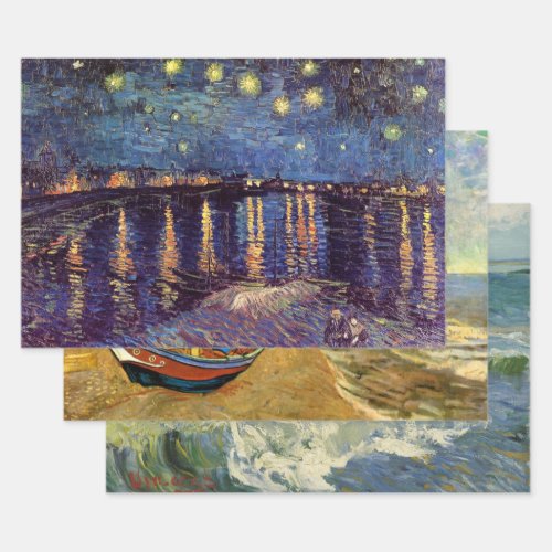 3 different Seascape images by Vincent van Gogh Wrapping Paper Sheets