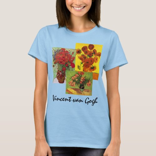 3 different van Gogh Vintage Floral Flowers Art T_Shirt