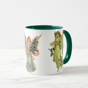 3 Different Victorian Angels, Vintage Christmas Mug