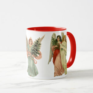 3 Different Victorian Angels, Vintage Christmas Mug