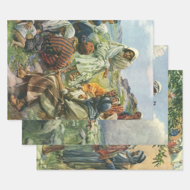 3 different Vintage Religious Designs by Copping  Wrapping Paper Sheets (Set)