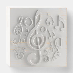 3-dimensional music notes wooden box sign